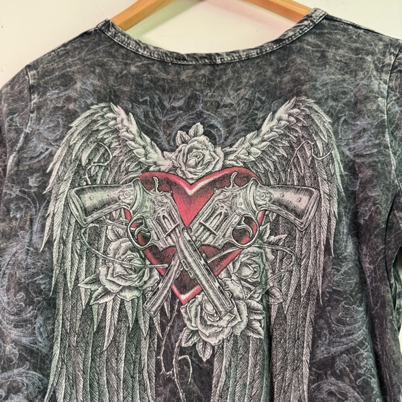 Y2K Cotty On stone wash woven neck grungy T-shirt size XL - Picture 7 of 7